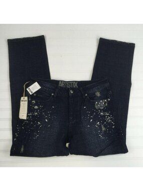 NEW Artistix Distressed Embellished Designer Greg Pollisseni Jeans Mens 32x31.5